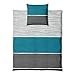Produktbild LARAWELL Bettwäsche 135x200, Ganzjahres Bettwäsche-Sets blau, grau, gestreift, Reine Baumwolle, Premium, Bettbezug 135 x 200 und 1 Kissenbezug 80x80, Reißverschluss, atmungsaktiv, 2-teilig