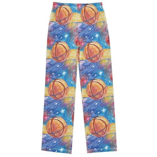 Boy's Pants Basketball Blue Star Jogger Pants Elastic Waist Long Bottoms Trousers with Pockets 6-14 Years