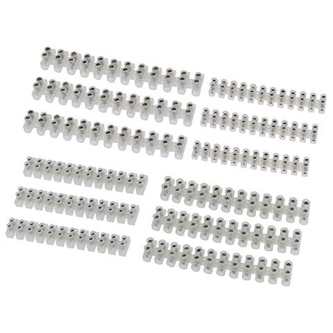 Clear Electrical Terminal Blocks 5A 10A 20A 30A Dual Row 12 Position Wire Connector Screw Terminal Block Pack of 12 Cover