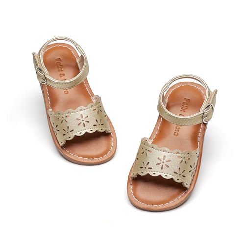 Image of Felix & Flora Toddler Girl Sandals - Little Girl Easter Dress Shoes Lightweight Open Toe Beach Holiday Flats