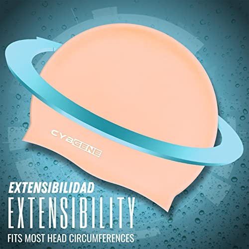 Cybgene Kids Swim Caps For Boys Girls, Durable Silicone Swimming Cap For Child Youth Teen, Unisex Swim Bath Hats For Short Long Hair-Cherry Blossom Pink #TOP4