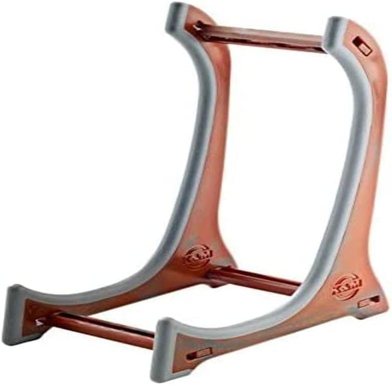 K&M Konig & Meyer 15550.000.98 Violin/Mandolin/Ukulele Display Stand | Folding Compact For Transport and Storage | Rubber Support Arms | Pro Grade for Musicians | German Made | Redwood Finish
