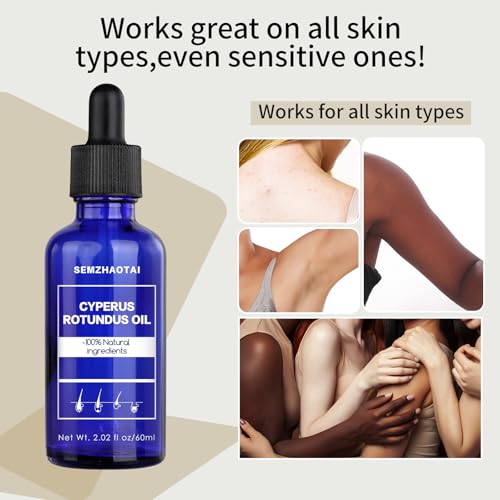 Cyperus Rotundus Oil - Natural Nut Grass Oil for Hair Removal, Reducing Body Hair Growth, Smooth Skin & Moisturizing, Soothing & Gentle, Ideal for All Skin Types (1pc, 60ml)