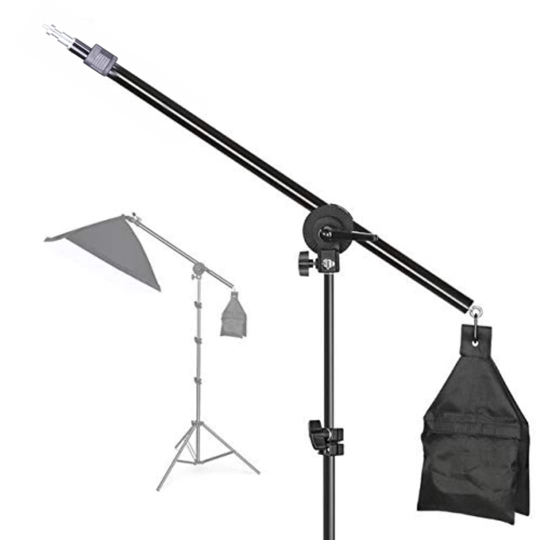 VEEPRO New Photo Studio 33" Tall Lighting Reflector Arm Stand Reflector Stand Holder Boom Arm, Sandbags Saddlebag, Grip Swivel Head Clamp Holder Bracket Adapter Connects Boom Arm to Stand