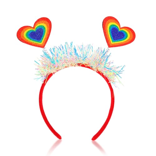 Rainbow Hair Hoop Glitter Tassel Head Bopper Color Heart Hairband...