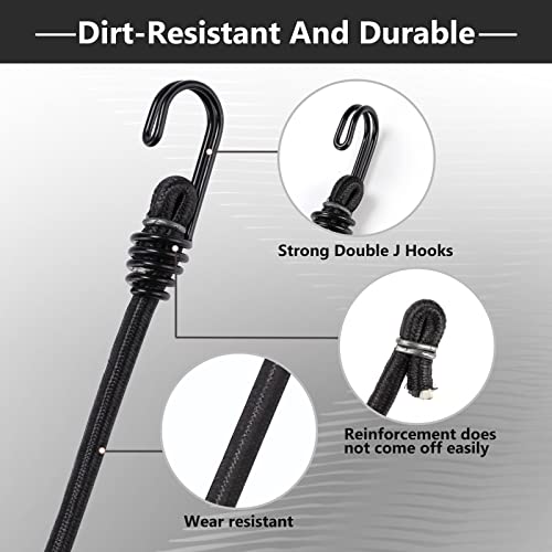 Jogtlyer Roll Bungee Cords 28Pcs Set Heavy Duty10 18" 24" 36" 48" 60" Bungie Cord Assorted Sizes With Hooks Black Bungee Straps For Outdoor Camping Car #TOP3