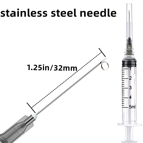 Image of 100 Pack 5ml 22Ga Plastic Syringe with Measurement for Scientific Labs and Industrial Dispensing, Disposable Individually Wrapped (100, 5ml-22Ga)
