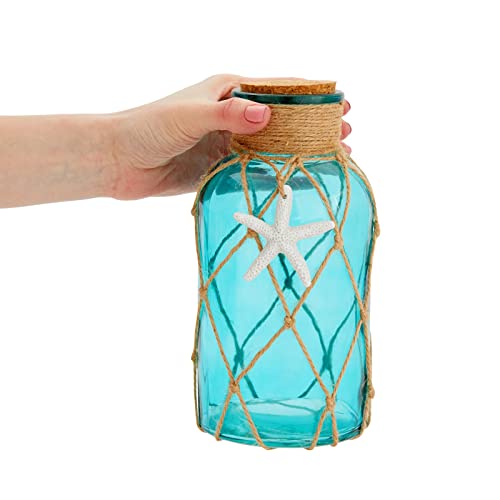 Decorative Glass Jar with Cork Lid, Coastal Vase Décor (4 x 4 x 8 in, 3 Pack) - Image 3
