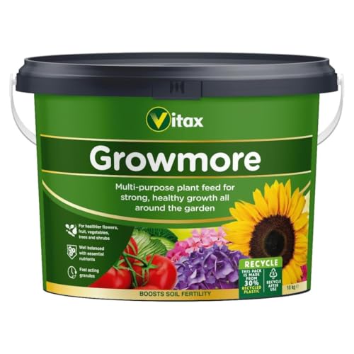 Vitax Growmore General Purpose Fertiliser 10kg Tub | Fast-Acting All-Round Plant Food for Flowers, Fruit, Vegetables, Lawns & Turf
