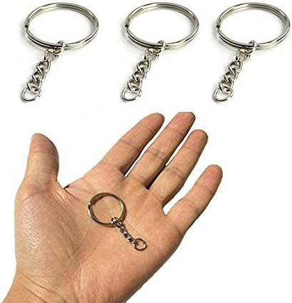 DoTebpa Pack of 120 Pcs 25 mm / 0.98 Inch Split Key Ring with Chain ,Key Chain Parts