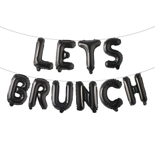 Image of Lets Brunch Decoration Brunch and Bubbly Bridal Shower Decoration Lets Brunch Sign Banner Floral Bridal Shower Decoration (LETS BRUNCH Black)