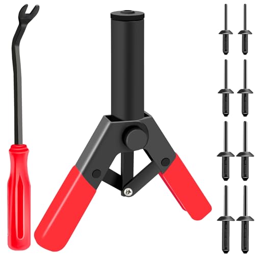 smseace 42Pcs Plastic Rivet Gun Kit, Including 40Pcs 4-Sizes Plastic Pop Rivets,1Pcs Plastic Rivet Removal Tool,1pcs Plastic Rivet Tool for The Home or Automotive interiors