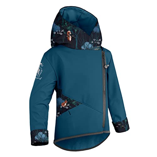unuo Chaqueta softshell Cross con forro polar interior, impermeable y cortavientos, transpirable, para exteriores, con cremallera completa, Cobalto con zorro mágico, 146/152 cm