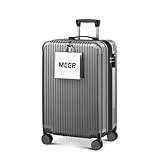 [meer] スーツケース 超軽量 キャリーケース キャリーバッグ 隠しフック機能 360度回転 耐衝撃 静音 TSAローク搭載 泊まる ファスナー式 ビジネス 修学旅行 海外旅行 国内旅行 小型 出張 (グレー, Sサイズ (超軽量))