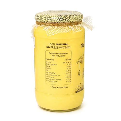 Image of FARMA FOODS A2 Desi Cow Ghee 1 Litre | Bilona Method Hand Churned | Traditional Pure Natural Ghee | No Preservatives | Farm Fresh Taste | Everyday Cooking Nutrition