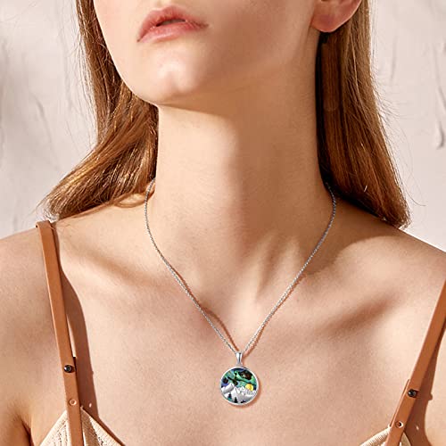S925 Sterling Silver Mountain Pendant Necklace For Women Girls, Abalone Shell Mountain Range Necklaces Circle Pendant Jewelry Gifts For Hikers, Campers, Climbers And Nature Lover #TOP2