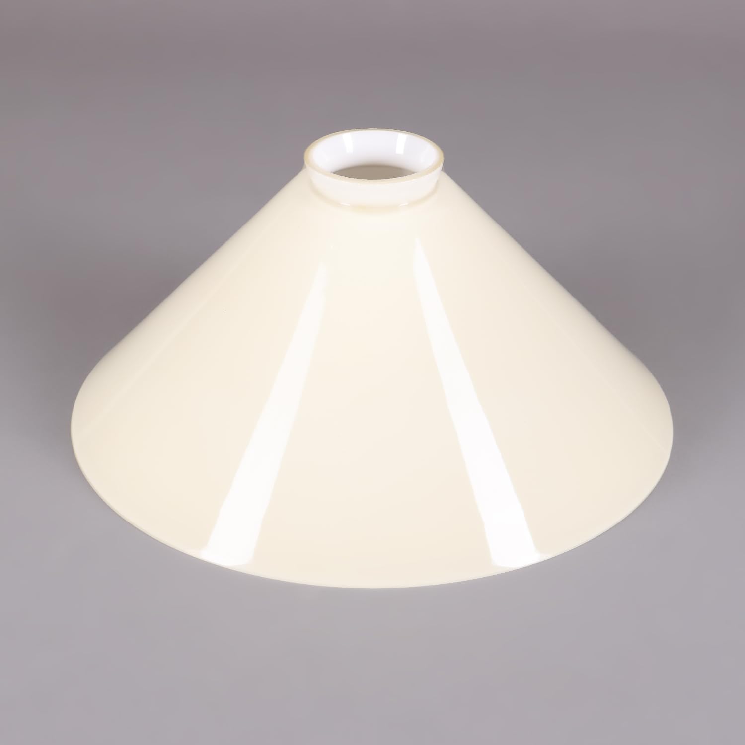 Schusterschirm Schusterglas Lampenglas Ø 257mm Beige glänzend Opalglas E27 Kragenrand 12mm