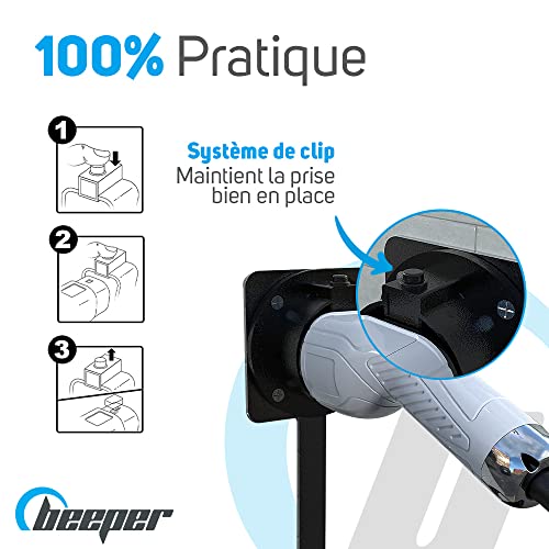 Support mural câble Type 2 BEEPER chargeur véhicule électrique hybride rechargeable HYB-SUP01