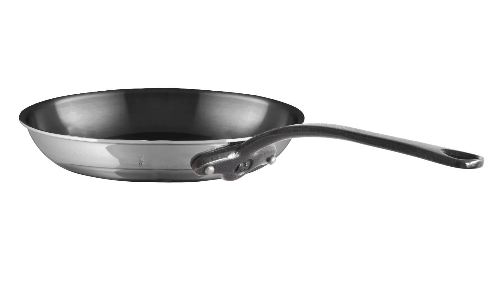 MauvielM'Cook CI 5-Ply Polished Stainless Steel Nonstick Round Frying Pan With Cast Stainless Steel Handle, 10.2-in, Made In France