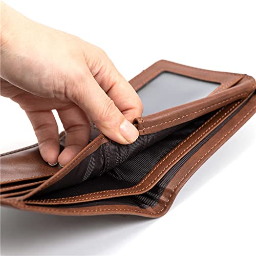 Mens Minimalist Bifold Wallet, Engraved Slim Leather Wallets Personalized Mens Gifts for Husband Son Grandson With Flip ID Window (To My Son from Mom)4