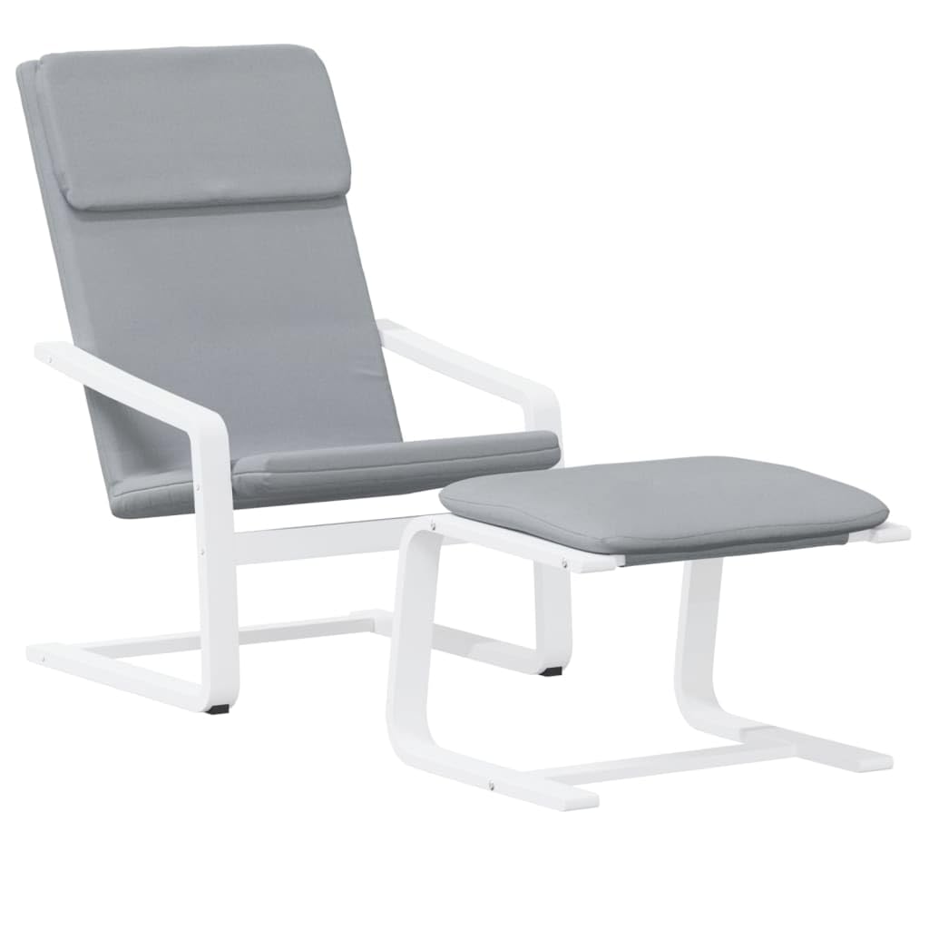 vidaXL Chaise de Relaxation avec Repose-Pied Gris Clair Tissu, Chaise de Salle à Manger, Chaise, mobilier de Salon, Chaise de Bureau, Fauteuil