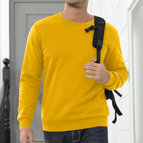 Mens Sherpa Lined Fleece Sweatshirts Basic Solid Pullover Sweater Tops Warm Casual Crewneck Winter Sweatershirt Tops4