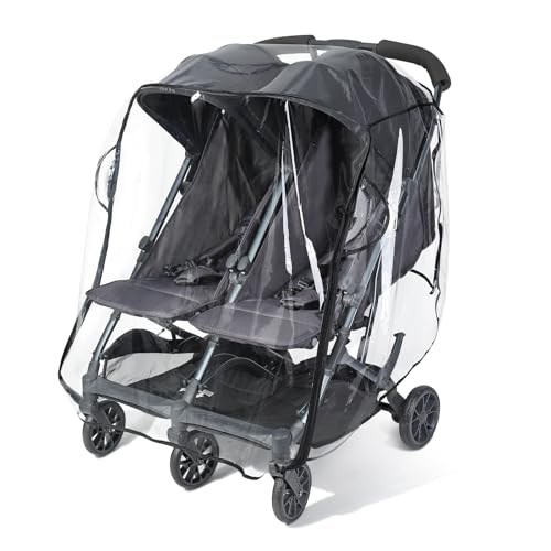 Orzbow Universal Plastico Lluvia Silla de Paseo Doble, Transpirable Protector Lluvia Carro Gemelar Bebe con Ventana, Duradero Burbuja Lluvia...