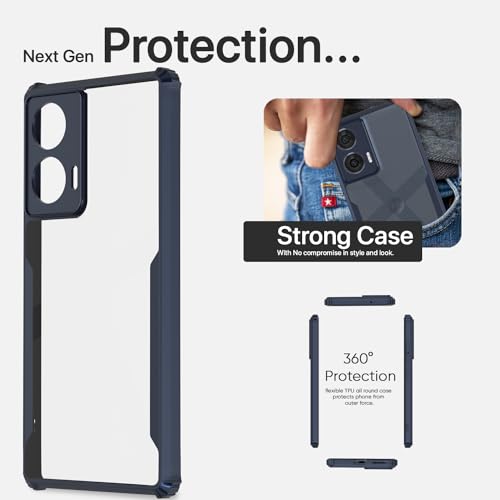 Image of Pikkme Motorola Moto Edge 50 Fusion 5G / Motorola Moto G96 5G Back Cover | Crystal Clear Transparent Back | Ultra Hyrbid | Full Camera Protection | Raised Edge | Bumper Back Case (Blue)