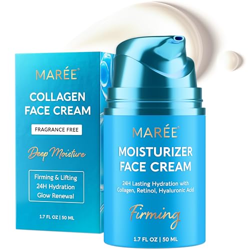 MAREE Face Moisturizer – Firming & Lifting Face Cream for Women with Collagen, Retinol & Hyaluronic Acid – Day & Night Anti-Aging Facial Wrinkle DD Cream Moisturizer for Dry Skin – Crema Para la Cara