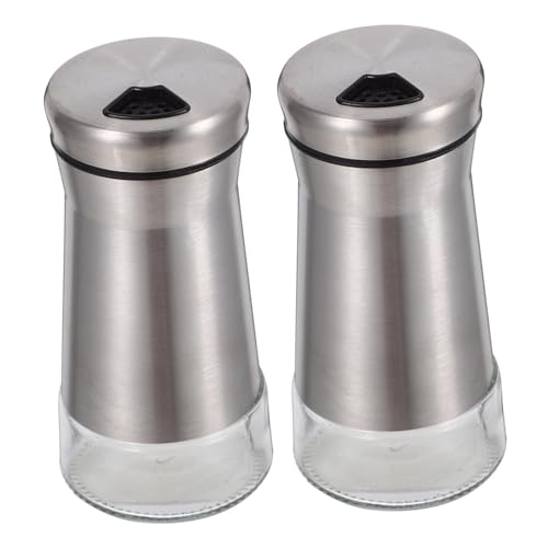 GLEAVI 2 Piezas Salero Pimentero Cocinando Sal Pimienta Condimento Agitadores Spice Para Saltadores Tarro De Pimienta Botella De Especias Botellas De Especias Acero Inoxidable Silver