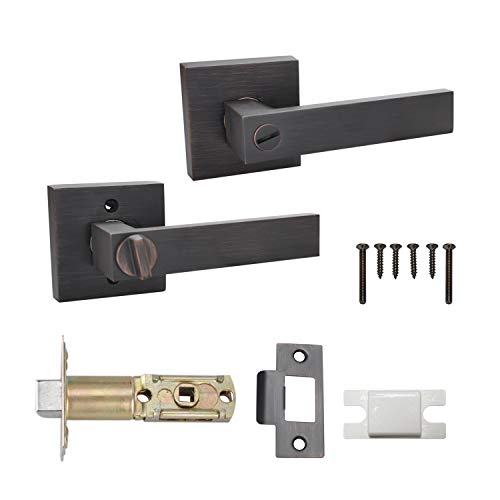 Bed /Bath Room Door Lever For Privacy Bathroom And Interior Door Heavy Duty Door Lock Handle Oil Rubbed Bronze Aged Bronze Finish #TOP5