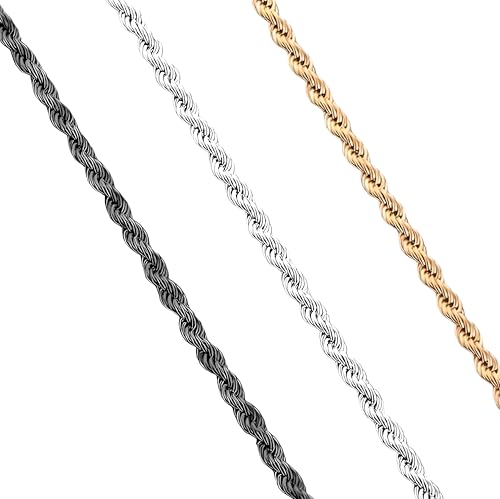 3PCS Stainless Steel Bracelets for Men Gold, Silver, Black Bracelet Twisted Cable Mens Luxury Jewelry Bracelets Gifts4