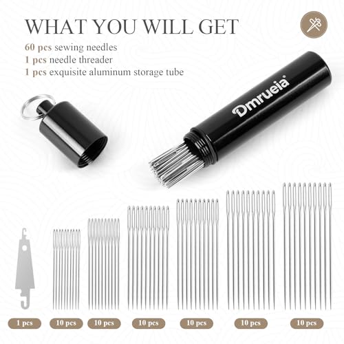 Dmrueia 60 Pcs Large Eye Embroidery Needles, 6 Sizes Hand Sewing Needles, Quilting Needles with Aluminum Tube, Sharp Needles for Art Crafts. - Image 4