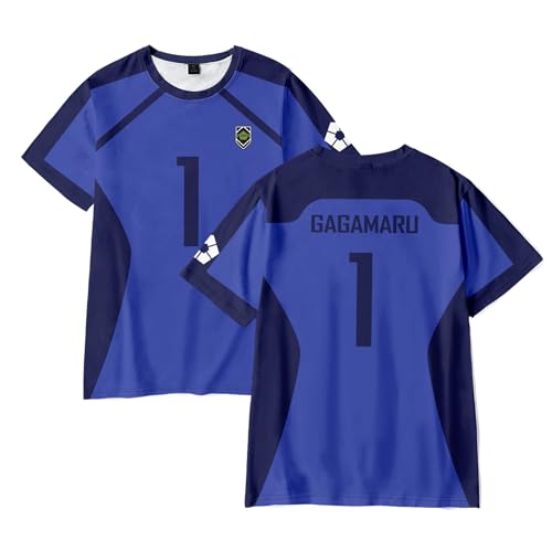 Blue Lock Shirts Merch SAE Itoshi Hyouma Chigiri Soccer Jersey Blue Anime Short Sleeved T-Shirt