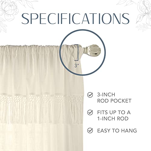 Elrene Macramé Tassel Semi Sheer Window Curtain Panel, Ivory, 52" W x 95" L (Pack of 1), W 52" x L 95" (1 Panels) - Image 4