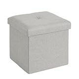 VECELO 収納スツール オットマン 収納ボックス 幅30*奥行き30*高さ30CM 耐荷重80kg 多機能 折り畳み可能 踏み台 足置き リビング/玄関/寝室適用 おもちゃ箱 洋服収納 化粧品収納ボックス グレー