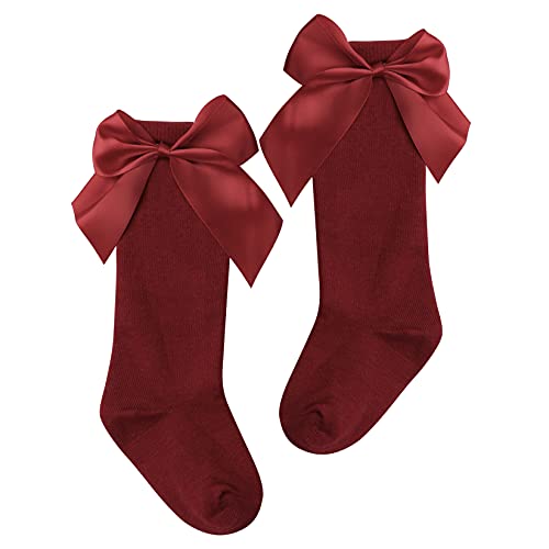 Sholeno Toddler Baby Girls Big Bowknot Elasticity Over Knee High Socks Princess Casual Stockings