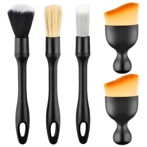 USENG 5 Cepillos para Limpiar Coches Kit Limpieza Coche Cepillo Limpieza Coche Kit Limpieza Coche Interior Kit de Limpieza Coche Kit Detailing Coche Cepillos Limpieza Coche Cepillo Interior del Coche
