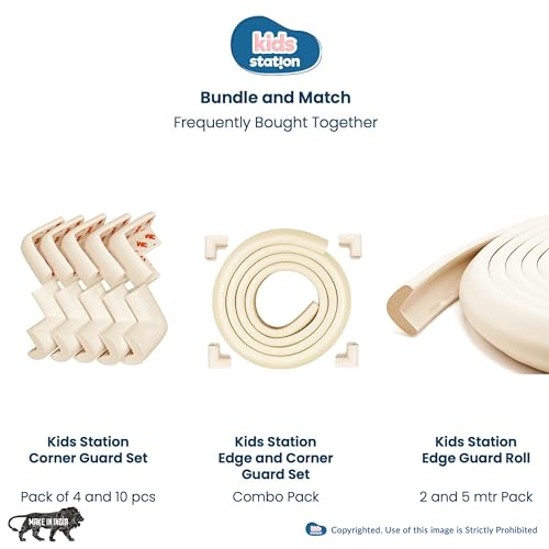 Image of Kids Station Baby Proofing Edge Protector for Kids Safety, Made in India Rubber Edge for Sharp Furniture Edges and Corners, A Baby Safety Product (Edge Guards, 2mtr, L- Shape, Beige)