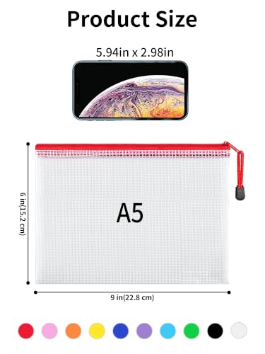 Image of JARLINK A5 Mesh Zipper Pouches, 6x9inch Pencil Pouches for School, 60 Pack