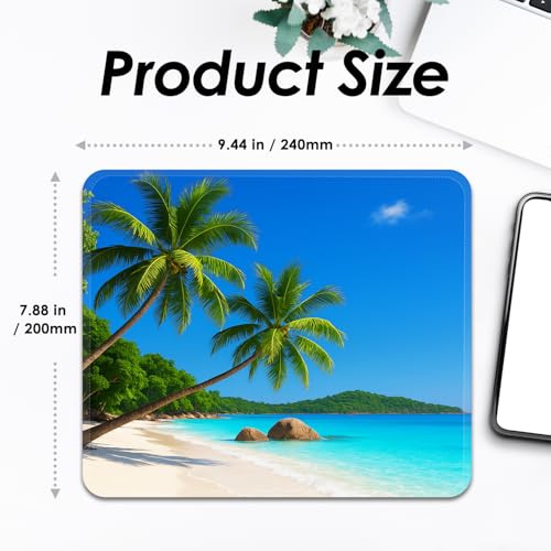 Image of Square Mouse Pad with Stitched Edge, Premium Mousepad Washable Cloth. Computer Mouse Pad with Non-Slip Rubber Base, Mouse Pads for Computers Laptop Mouse 9.25x7.75x0.12 inch-Beach1