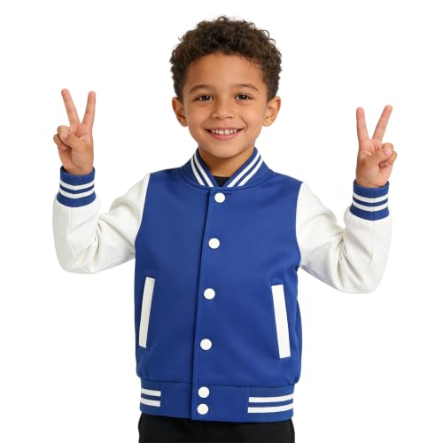 Image of LittleSpring Boys Girls Varsity Baseball Jacket Zip Up Bomber Jacket Thin 2-10Years