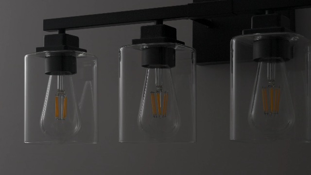 Image of Matte Black Bathroom Light Fixtures, 10-Light Vanity Lights over mirror