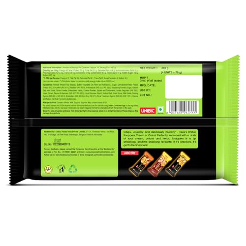 Image of Unibic SNAPPERS P C CREAM ONION 24 X 280 G (Pack of 2)