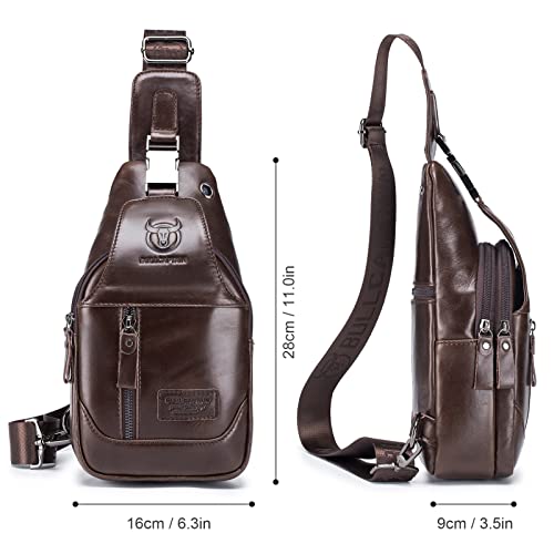 Henniu Bolsa tiracolo masculina de couro à prova d'água bolsa transversal no peito mochila para cam