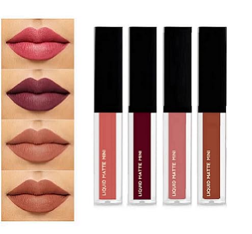 4 Liquid Lipstick Combo Pack, Set of 4 Nude Edition Mini Lipsticks Matte Finish Lip Color For Women.-image-16