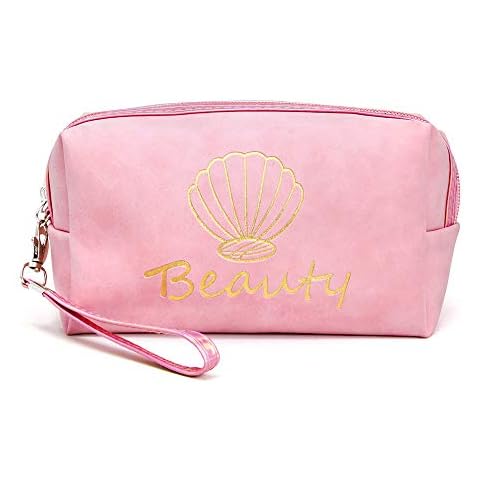 SM Cosmetic Bags for Women Girls Small Makeup Pouch Stylish Printed Travel Organizer Purse with Zipper (S - Beauty / Pink) Cover