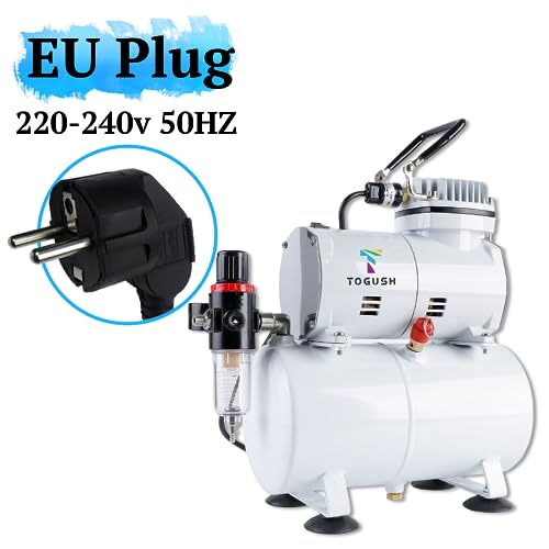 Image of Airbrush Compressor with Tank Regulator,Water Trap,220-240V 50HZ EU Plug Portable Air Compressor with Holder