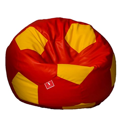 Image of BiggieBean Bags Football XXL Bean Bag Without Fillers Cover (Red and Yellow)