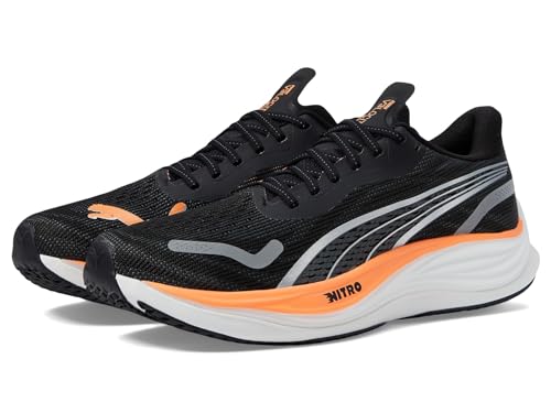 PUMA Velocity Nitro 3 Tênis de corrida masculino, Puma Preto/PUMA Prata/Neon Citrus, 46